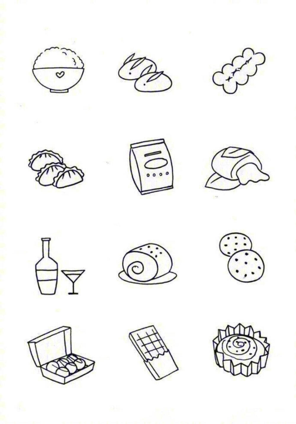 手繪簡(jiǎn)筆畫(huà) 用線條勾勒手賬中的美食世界